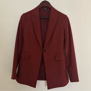 Theory size 0 women's red burgundy cinnamon wool sedeia classic work suit blazer